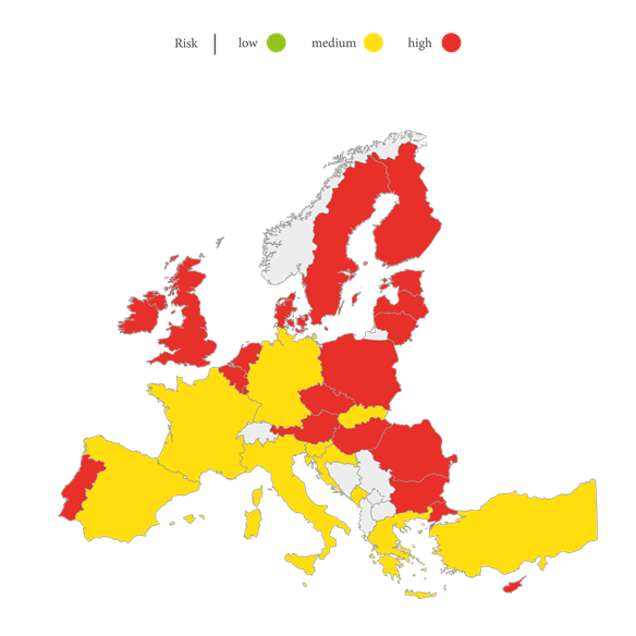 Horizontális tulajdonlás Európában (Forrás: EUI CMPF- MPM 2016)